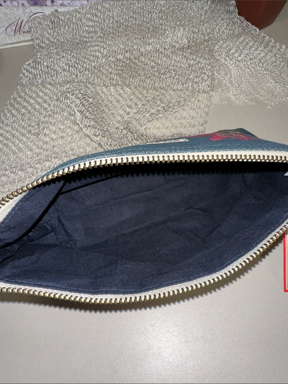 Cavallini & Co HERBARIUM natural blue pink green vintage mini pouch 100% cotton - Picture 5 of 9